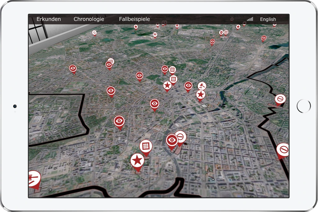 Interface of the AR app on an ipad