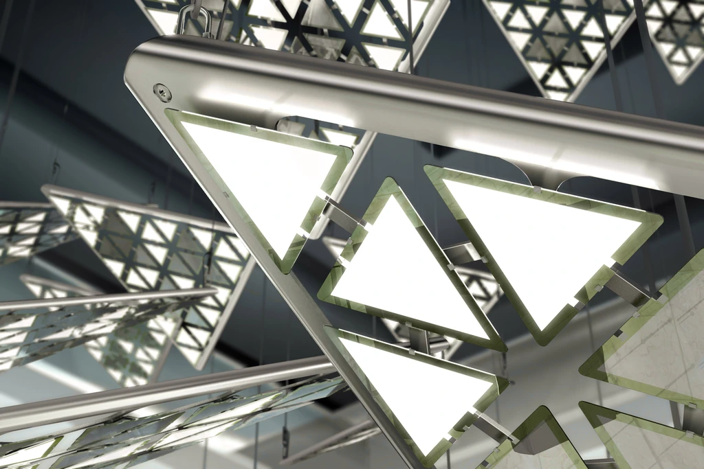 3D visualization of the kinetic light installation Kyte