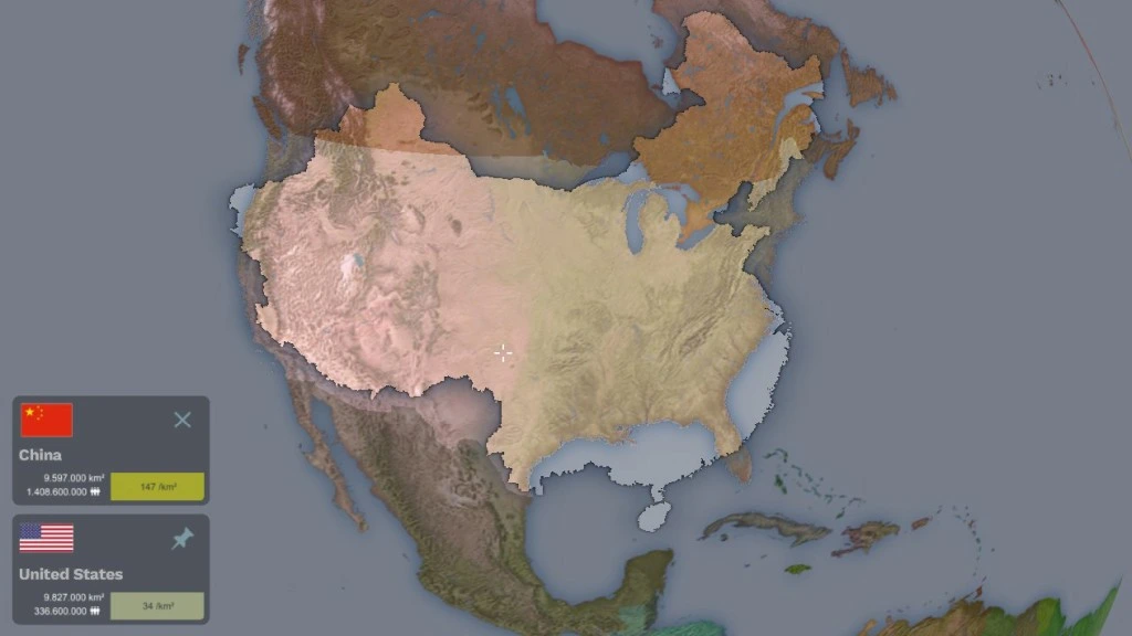 Size Comparison of the United States and China