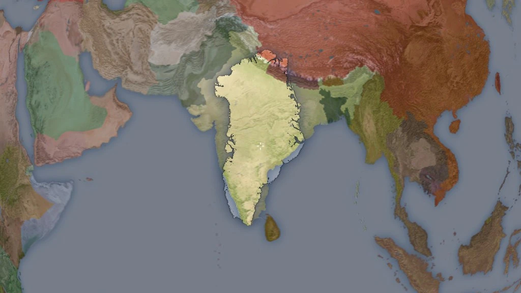Size Comparison of India and Greenland
